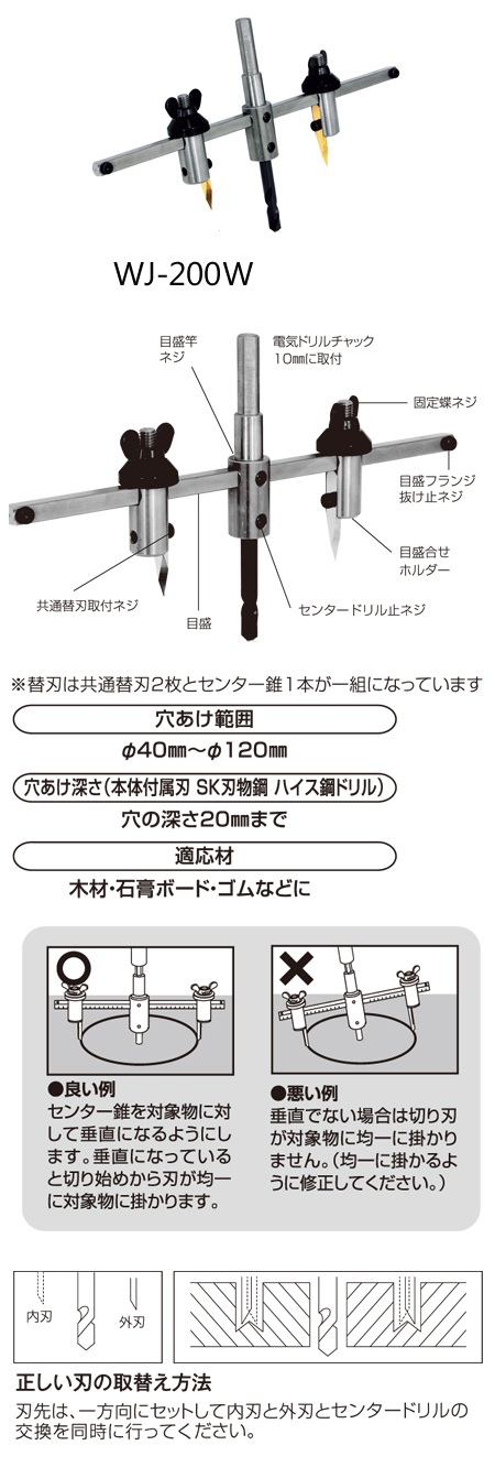 Universal Saw Body Round Axis Double Blade Type WJ-200W, WJ-120W, WJC-120
